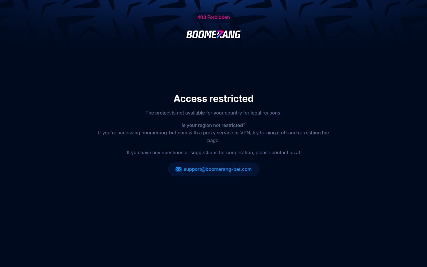 Spiele-Lobby bei Boomerang Bet — Screenshot
